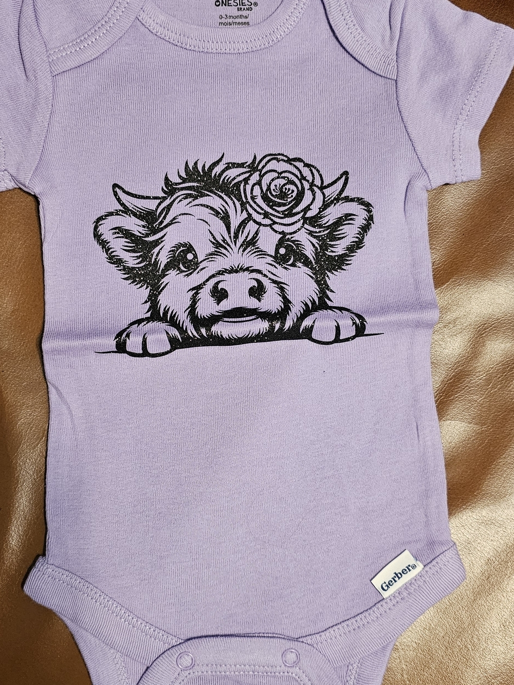 Gerber Lavender Baby Onesie with Black Calf Graphic
